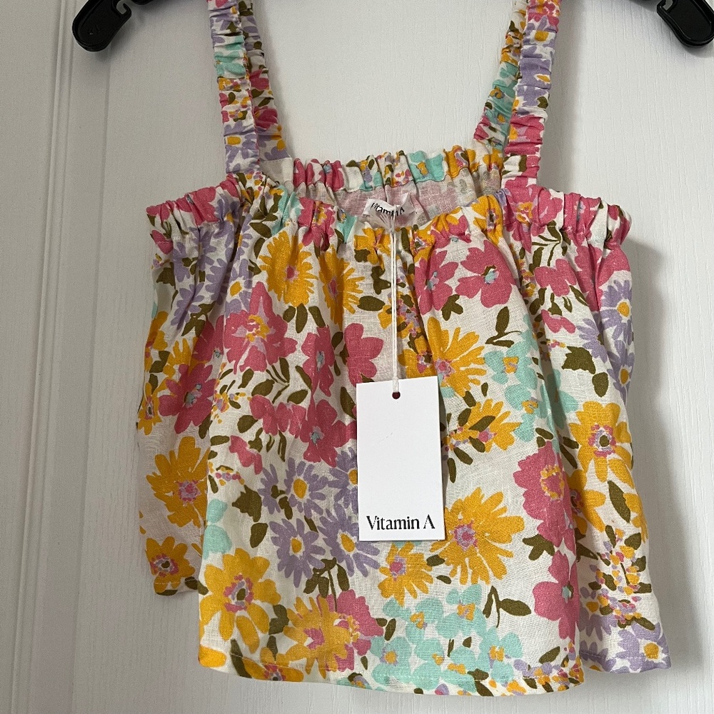 New Women’s Vitamin A Wildflower Top Size S 100% Linen